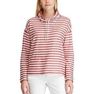 Chaps Red Striped Cowlneck Sweater 🔲⚜️♥️